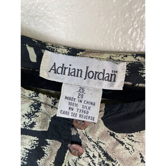VTG Adrian Jordan 100% Silk Women Abstract Long Sleeve Button Up Top Plus Sz 26 - Picture 3 of 15